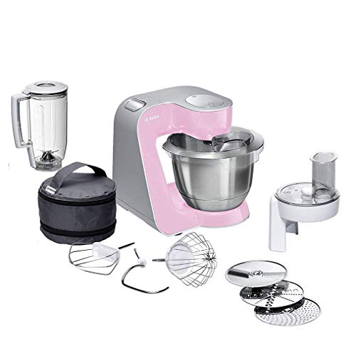 Bosch CreationLine MUM58K20 - Robot de cocina, 1000 W, recipiente de 3.9 litros, color rosa y plateado