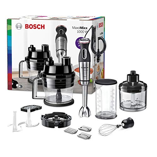 Bosch MaxoMixx MS8CM61X1 - Batidora de mano, 12 niveles, nivel turbo, cortador de dados, 1000 W, acero inoxidable