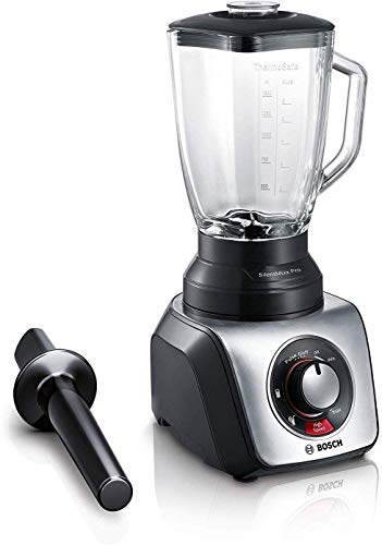 Bosch MMB66G5M SilentMixx Pro - Batidora de vaso, muy silenciosa, filtro de cristal, programa de alta velocidad, 33.000 revoluciones por minuto, fácil limpieza Negro