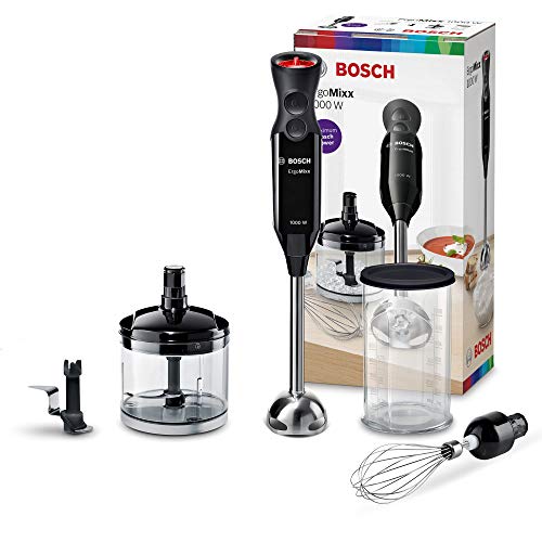 Bosch MS61B6170 ErgoMixx - Batidora de mano, potencia de 1000W con regulador + picador + cuchilla para hielo + levantaclaras + vaso