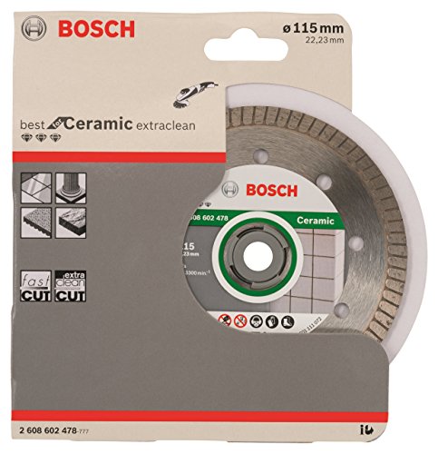 Bosch Professional - Disco de corte de diamante Best for Ceramic Extra-Clean Turbo, 115 x 22.23 x 1.4 x 7 mm