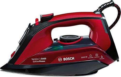 Bosch TDA503001P Sensixx DA50, Plancha de Vapor, 3000 W, Color Rojo 15x30x12cm