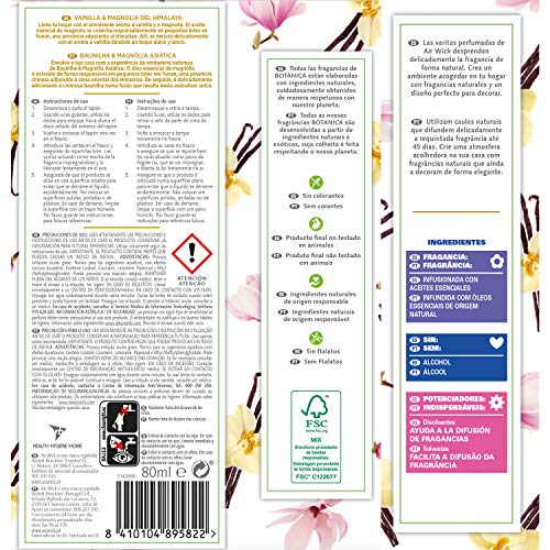 Botanica by Air Wick Varitas Perfumadas - Ambientador Mikados, Esencia Para Casa con Aroma a Vainilla y Magnolia del Himalaya - 100 ml