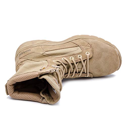 Botas tácticas Militares de Hombre Ultraligero, Tan Botas Jungle Combat, Zapatos de Trabajo y Seguridad (45 EU, Tan)