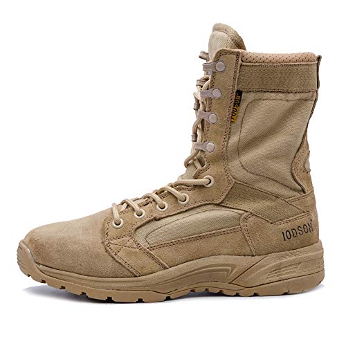 Botas tácticas Militares de Hombre Ultraligero, Tan Botas Jungle Combat, Zapatos de Trabajo y Seguridad (45 EU, Tan)