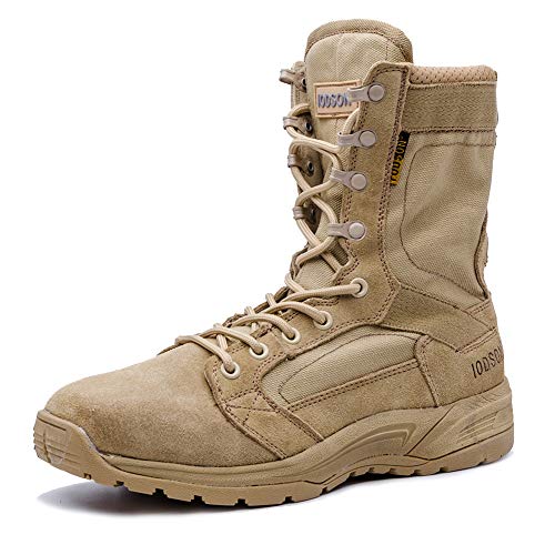 Botas tácticas Militares de Hombre Ultraligero, Tan Botas Jungle Combat, Zapatos de Trabajo y Seguridad (45 EU, Tan)