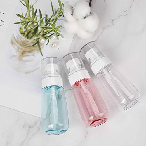 Bote Spray Botella de Aerosol Vacío Plástico Transparente Niebla Fina Atomizador de Viaje Recargable Conjunto de Botellas Maquillaje Vacio de Agua Claro Contenedor (3 × 60 ML)