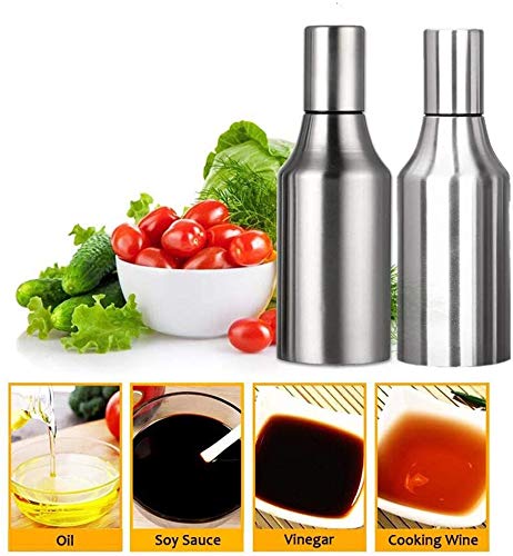 Botella de Aceite - Dispensador de Aceite y Vinagre para Cocina, Acero Inoxidable Anti-Goteo, Oliva/Vinagre/Sauce Cruet Botella (750ml, 2Pcs)