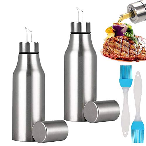 Botella de Aceite - Dispensador de Aceite y Vinagre para Cocina, Acero Inoxidable Anti-Goteo, Oliva/Vinagre/Sauce Cruet Botella (750ml, 2Pcs)