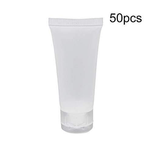 Botellas Cosméticas Clara Helada plástico Blando Tubos vacíos Cosmética Crema Emulsión Loción Embalaje Contenedores 50Pcs 50Ml (Color : White)