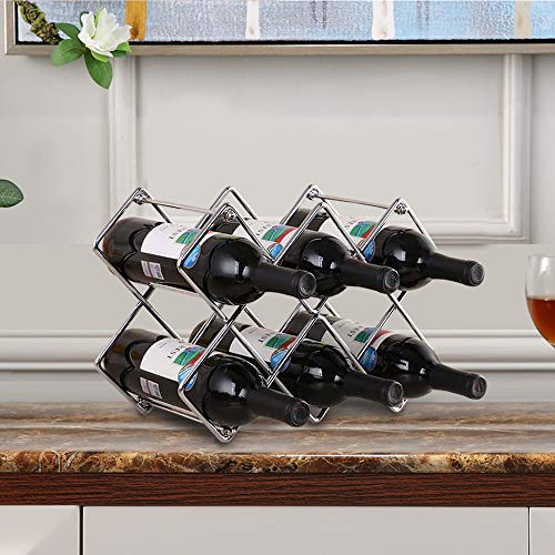 Botellero para 10 Botellas Acero Inoxidable Botellero de Vino Estable Ligero Fácil de Instalar Botellero Vino Se puede Colocar Horizontal o Verticalmente - Plata