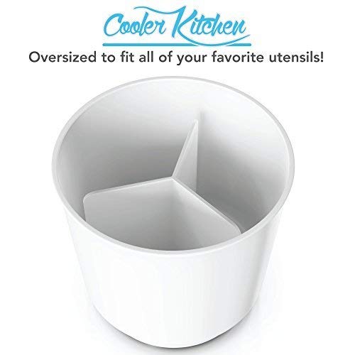 Botes de Cocina Extra Grandes – Organizador de Cocina Giratorio, Resistente, No Vuelcan – Organizador de Utensilios de Cocina con Separador, Inoxidable y Apto para Lavavajillas de Cooler Kitchen