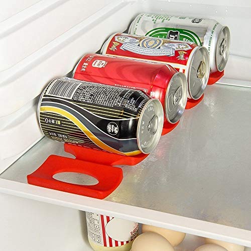 (Bottle Mats) - Prochive Silicone Beer Cola Wine Bottle Mats, Water Bottles & Food Cans Rack Holder Stack, Perfect Kitchen Cabinet And Fridge Stack Storage, Bottles Cans Fridge Organiser, 1 Pcs, Red