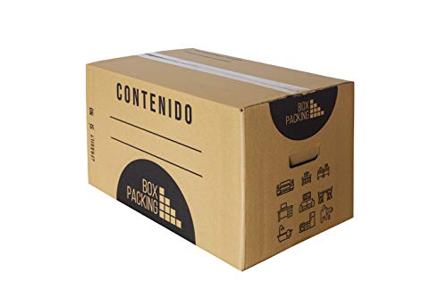 BOXPACKING | Pack 10 Cajas Cartón para Mudanza y Almacenaje | 55x35x35 cm | Con Asas | Tamaño grande