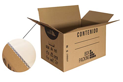 BOXPACKING | Pack 6 Cajas Cartón para Mudanza y Almacenaje | 50x30x30 cm | Con Asas | Tamaño Grande