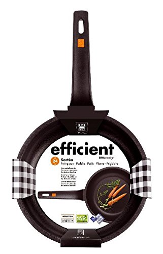 BRA Efficient - Sartén 24 cm, aluminio fundido con antiadherente Teflon Platinum Plus, apta para todo tipo de cocinas incluida inducción, libre de PFOA