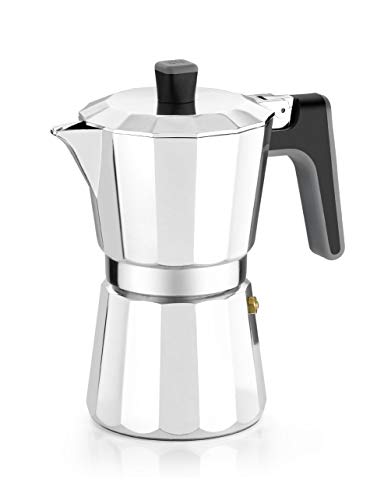 BRA Perfecta – Cafetera Italiana Inducción, Aluminio, capacidad 9 tazas, color plata