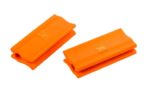 BRA Plancha Asar, Negro, 35 cm + Efficient Asas de Silicona, 2 Unidades, Medida Plancha asador Liso, para Efficient con diámetro de 35-45 cm, Color Naranja
