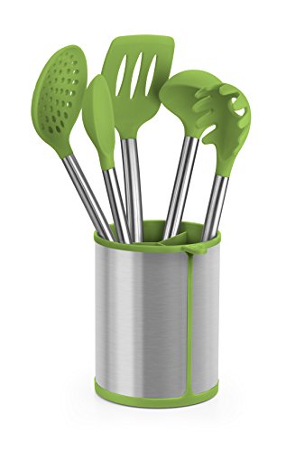 BRA Prior Cuchara de Cocina Apta para el Contacto con los Alimentos, Acero Inoxidable, Verde/Plata, 35 x 6.5 x 3.5 cm