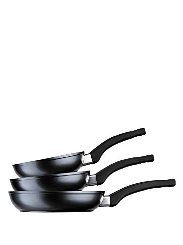 BRA Set de 3 sartenes de aluminio forjado con antiadherente, 18-22-26 cm, aptas para todo tipo de cocinas incluida inducción y vitrocerámica