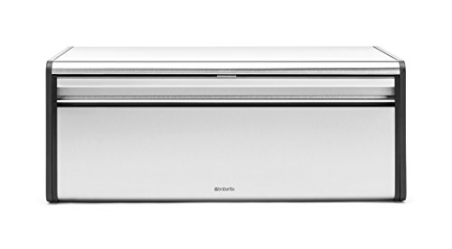 Brabantia 299186 - Caja de pan con tapa abatible, Gris Mate (Matt Steel Fingerprint Proof), 46.5 x 25 x 18.7 cm