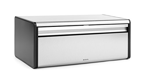 Brabantia 299186 - Caja de pan con tapa abatible, Gris Mate (Matt Steel Fingerprint Proof), 46.5 x 25 x 18.7 cm