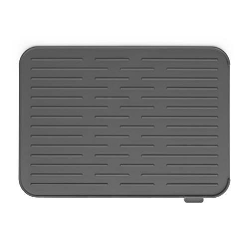 Brabantia Alfombrilla Escurreplatos de Silicona, Gris Oscuro, 43,8 x 32.5 x 0,9 cm