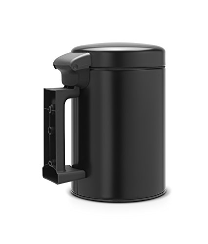 Brabantia NewIcon Cubo de Basura Mural de 3 L, Acero Inoxidable, Negro Mate, 3 litros