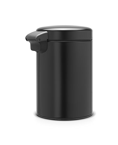 Brabantia NewIcon Cubo de Basura Mural de 3 L, Acero Inoxidable, Negro Mate, 3 litros