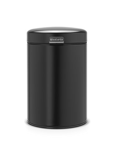 Brabantia NewIcon Cubo de Basura Mural de 3 L, Acero Inoxidable, Negro Mate, 3 litros