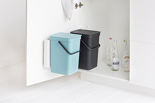 Brabantia Sort & Go Cubo Integrado de Basura, Menta y Gris, Pack de 2 x 16 L, 2 Unidades