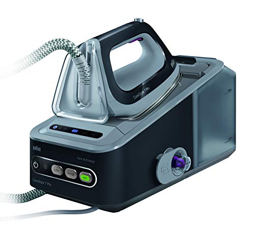 Braun CareStyle 7 Pro IS 7056 - Centro de planchado, 2400 W, 7.5 bar, 2 L, 450 g/min, 125 g/min, suela saphir negro, gris