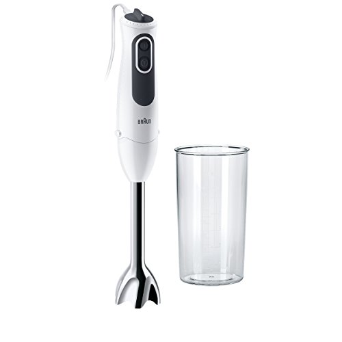 Braun Hogar Minipimer 3V MQ3100WH Smoothie Batidora de Mano Eléctrica, Anti-salpicaduras, PowerBell Plus, Brazo de Metal, Vaso Medidor de 600 ml, 750 W, 11 Velocidades, Blanco