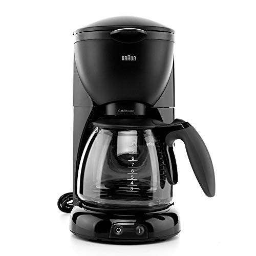 Braun KF 560 Cafetera eléctrica con Sistema OptiBrew, 1100 W, 35 dB, acero inoxidable, 10 tazas, negro