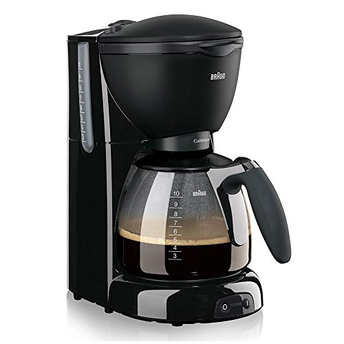 Braun KF 560 Cafetera eléctrica con Sistema OptiBrew, 1100 W, 35 dB, acero inoxidable, 10 tazas, negro