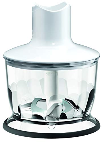 Braun Minipimer 5 MQ 5035 Sauce - Batidora de mano, 750 w potencia, 21 velocidades, vaso medidor 0,6l, campana anti-salpicaduras, accesorio batidor, accesorio picador, blanco y gris