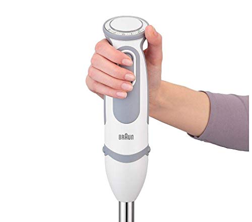 Braun Minipimer 5200 - Batidora de mano, 1000 W, 21 velocidades y función turbo, anti-salpicuduras, Powerbell Plus, incluye vaso medidor 600ml, Color blanco