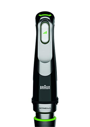 Braun Minipimer 9 MQ9087X Gourmet - Batidora de mano (1000 w, tecnología active blade, campana anti-salpicaduras, accesorio varillas, minipicadora 350 ml, procesador de alimentos, brazo pasapuré)