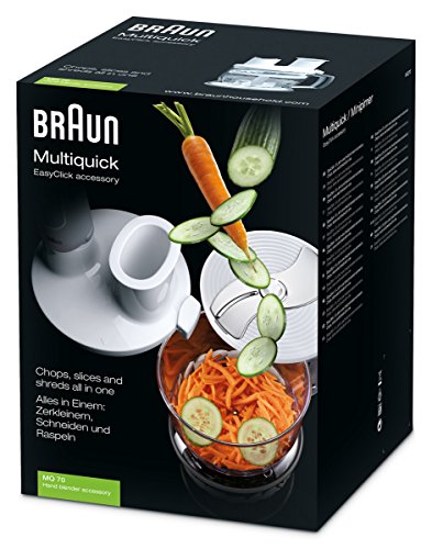 Braun Minipimer MQ70 Accesorio procesador de alimentos, 2 herramientas para triturar, 1.5 L, acero inoxidable, plástico, blanco