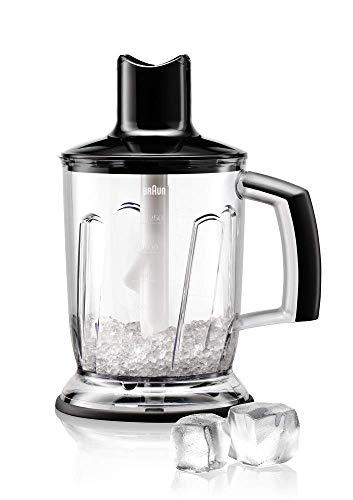 Braun Minipimer MQ745 Aperitif - Batidora de mano, 750 W, accesorio picadora 350 ml, varillas, picador hielo, vaso medidor 0.6 l, negro y plata