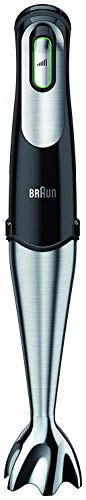 Braun Minipimer MQ745 Aperitif - Batidora de mano, 750 W, accesorio picadora 350 ml, varillas, picador hielo, vaso medidor 0.6 l, negro y plata