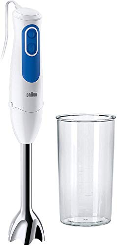 Braun MultiQuick 3 MQ3000 Smoothie Batidora de mano, tecnología Easy Click System, Power Bell Plus, 700 W, 600 ml, color blanco y azul