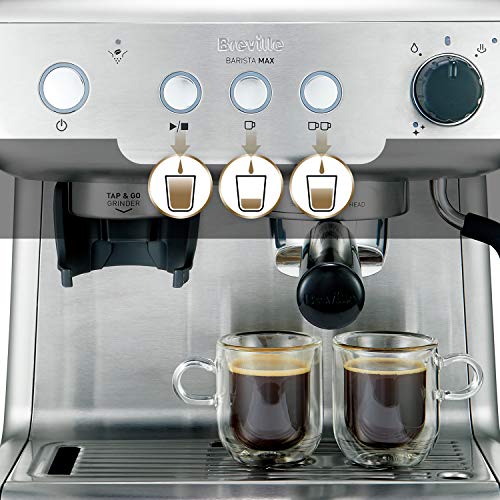 Breville Barista Max VCF126X - Máquina de café expreso, totalmente automática con molinillo integrado y bomba italiana de 15 bares