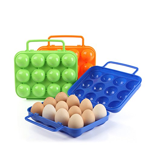 BrilliantDay Acampada Huevera de plástico Plegable, para 12 Huevos, Color Azul
