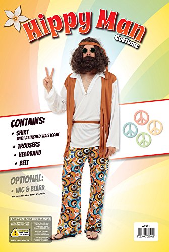 Bristol Novelty- Hippy Man Disfraz talla M, Multicolor (AC591)