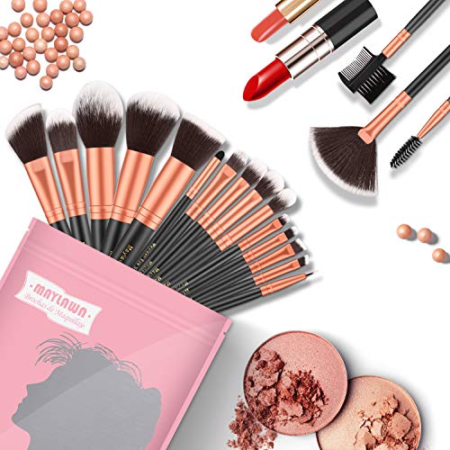 Brochas de Maquillaje, 18 Piezas de Conjuntos de Pinceles de Maquillaje Dorado Rosa, Fibras Sintéticas para Foundation Face Powder Blush Blending Lip Sombra de ojos Eyeliner Make Up Kits de Pinceles