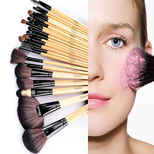 Brochas de Maquillaje,Cadrim 24pcs Maquillaje Profesional Pinceles Maquillaje de Ojos Rubor Contorno de los Labios Corrector Brochas Cosméticas + Bolso Negro