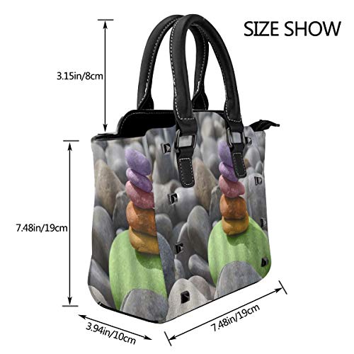 BROWCIN Pirámide de piedra Pila de roca Piedras coloridas Hacer pirámide humana Grava Modelo de arte Escena de naturaleza elegante Desmontable Moda Tendencia Bolso de las señoras Bolso de hombro