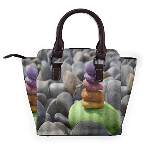 BROWCIN Pirámide de piedra Pila de roca Piedras coloridas Hacer pirámide humana Grava Modelo de arte Escena de naturaleza elegante Desmontable Moda Tendencia Bolso de las señoras Bolso de hombro