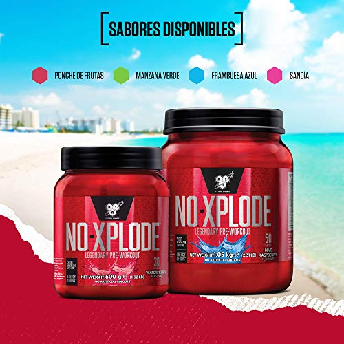 BSN Nutrition N.O.-Xplode, Suplementos Deportivos Pre Workout en Polvo con Creatina Monohidrato, Cafeina, Beta Alanina, Vitamina D y Vitamina B Complex, Menzana Verde, 50 Porciones, 1.05kg